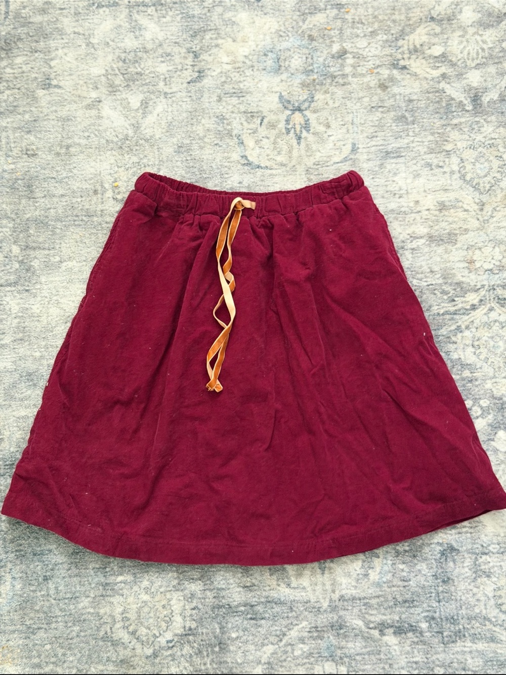 Everyday Burgundy A-Line Drawstring Skirt